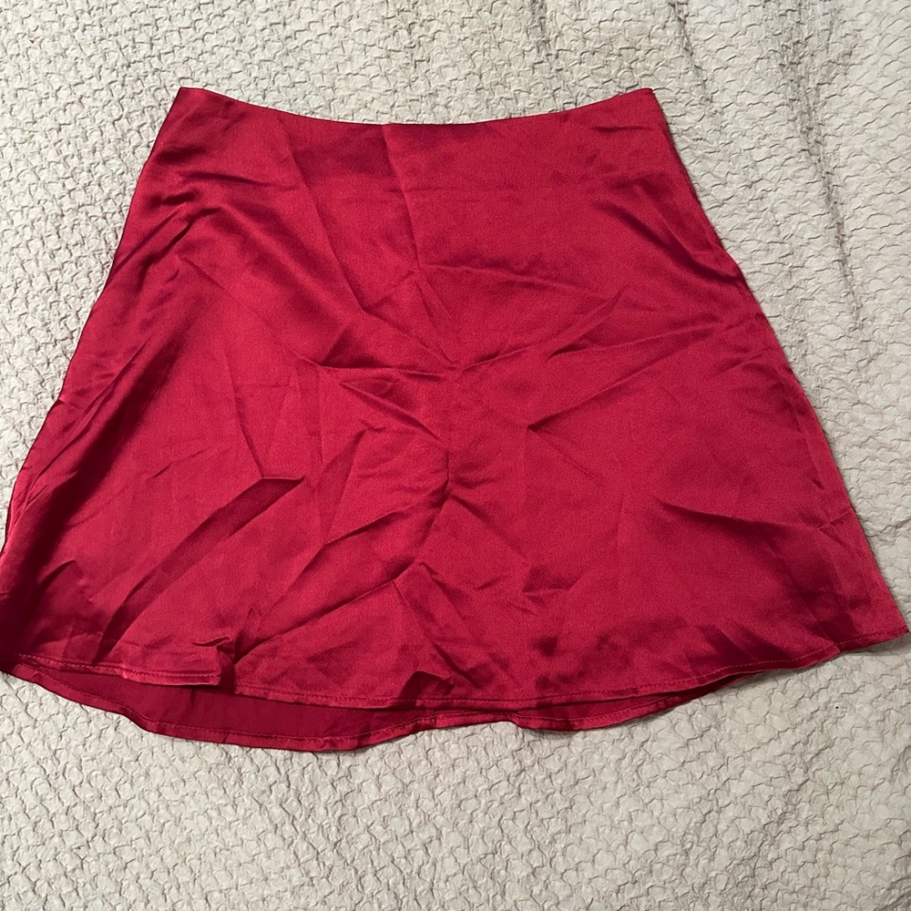 Red Silk Mini Skirt